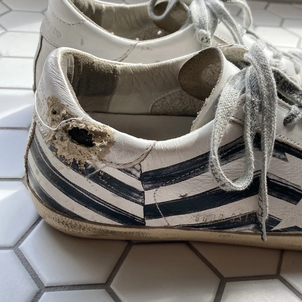 Golden Goose Striped Leather and Suede Sneakers - Picture 5 of 6